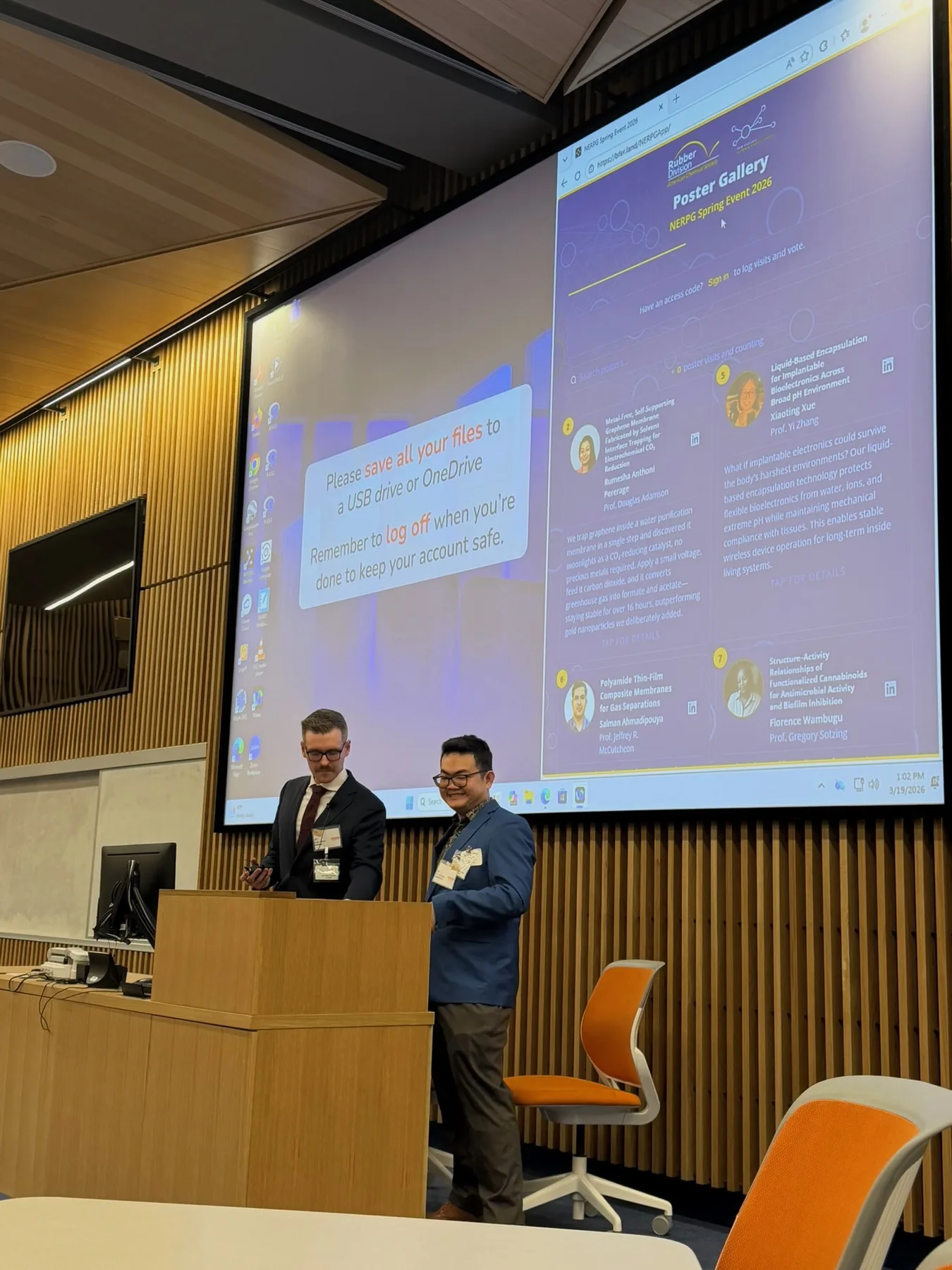 Poster gallery app projected during the opening demo