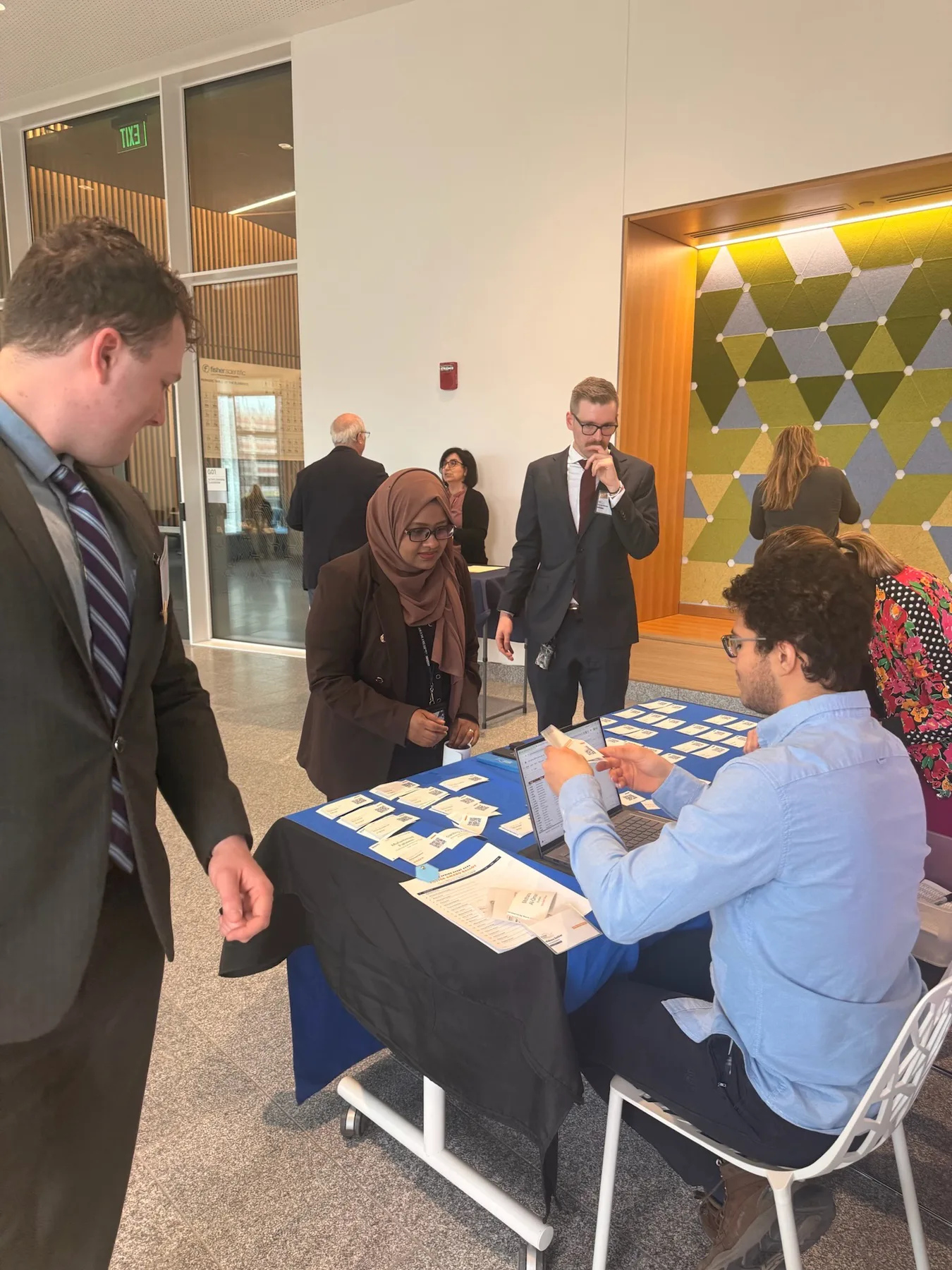 Registration desk with check-in cards